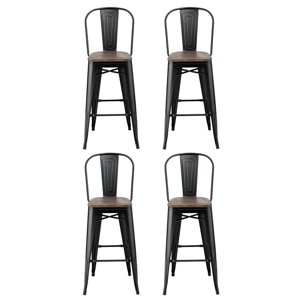4x Artiss Metal Bar Stools Wooden Seat Retro Counter Stool
