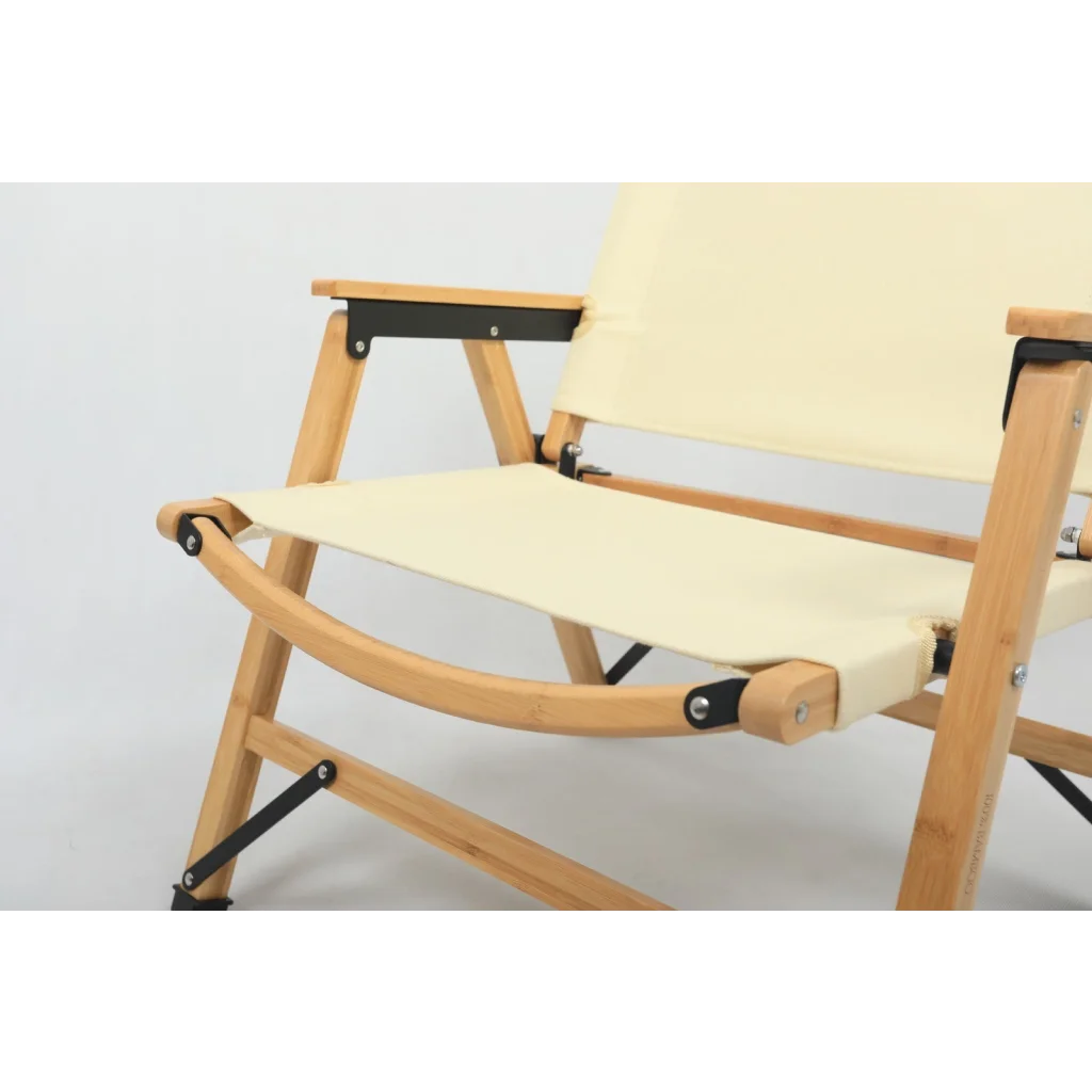 4x Bamboo Canvas Foldable Outdoor Camping Chair Wooden