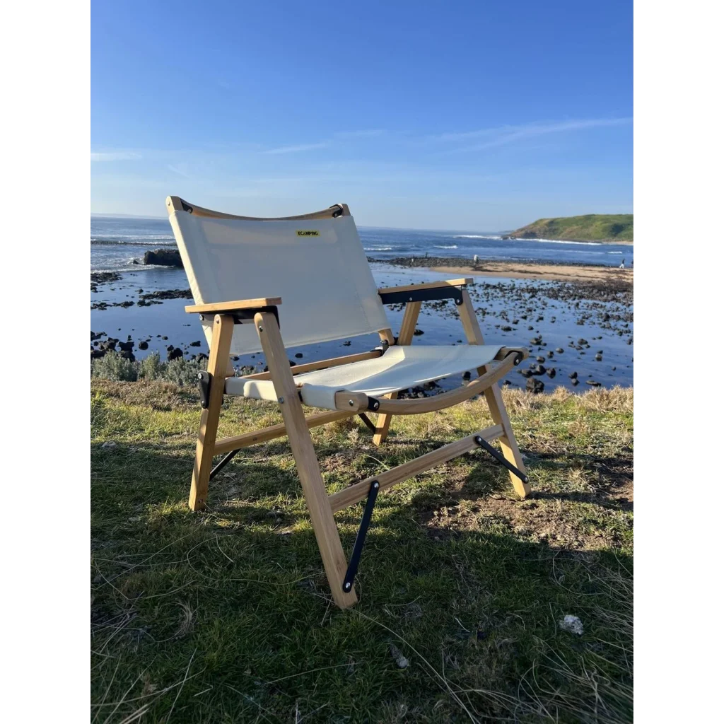 4x Bamboo Canvas Foldable Outdoor Camping Chair Wooden