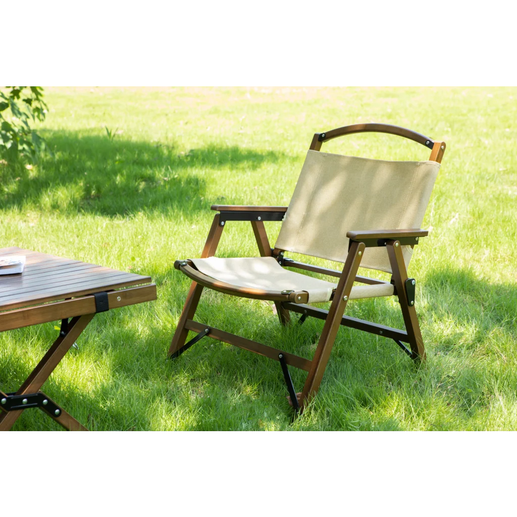 4x Bamboo Foldable Outdoor Camping Chair Wooden Travel