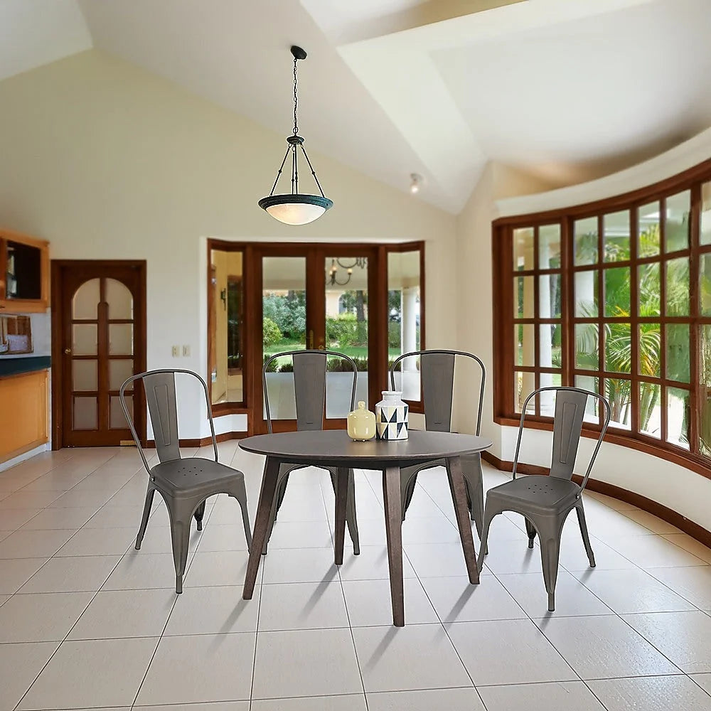 4x Kitchen Dining Chairs Stackable Vintage Metal Chair