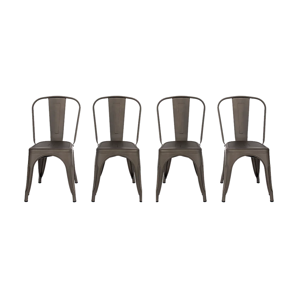 4x Kitchen Dining Chairs Stackable Vintage Metal Chair