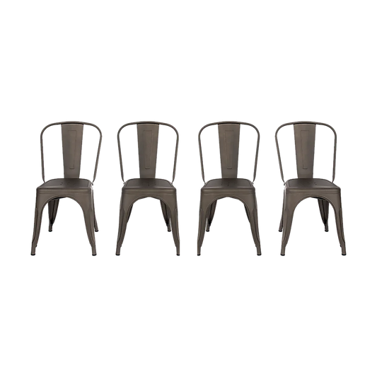 4x Kitchen Dining Chairs Stackable Vintage Metal Chair