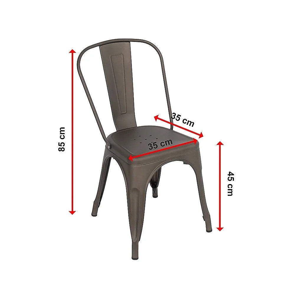 4x Kitchen Dining Chairs Stackable Vintage Metal Chair