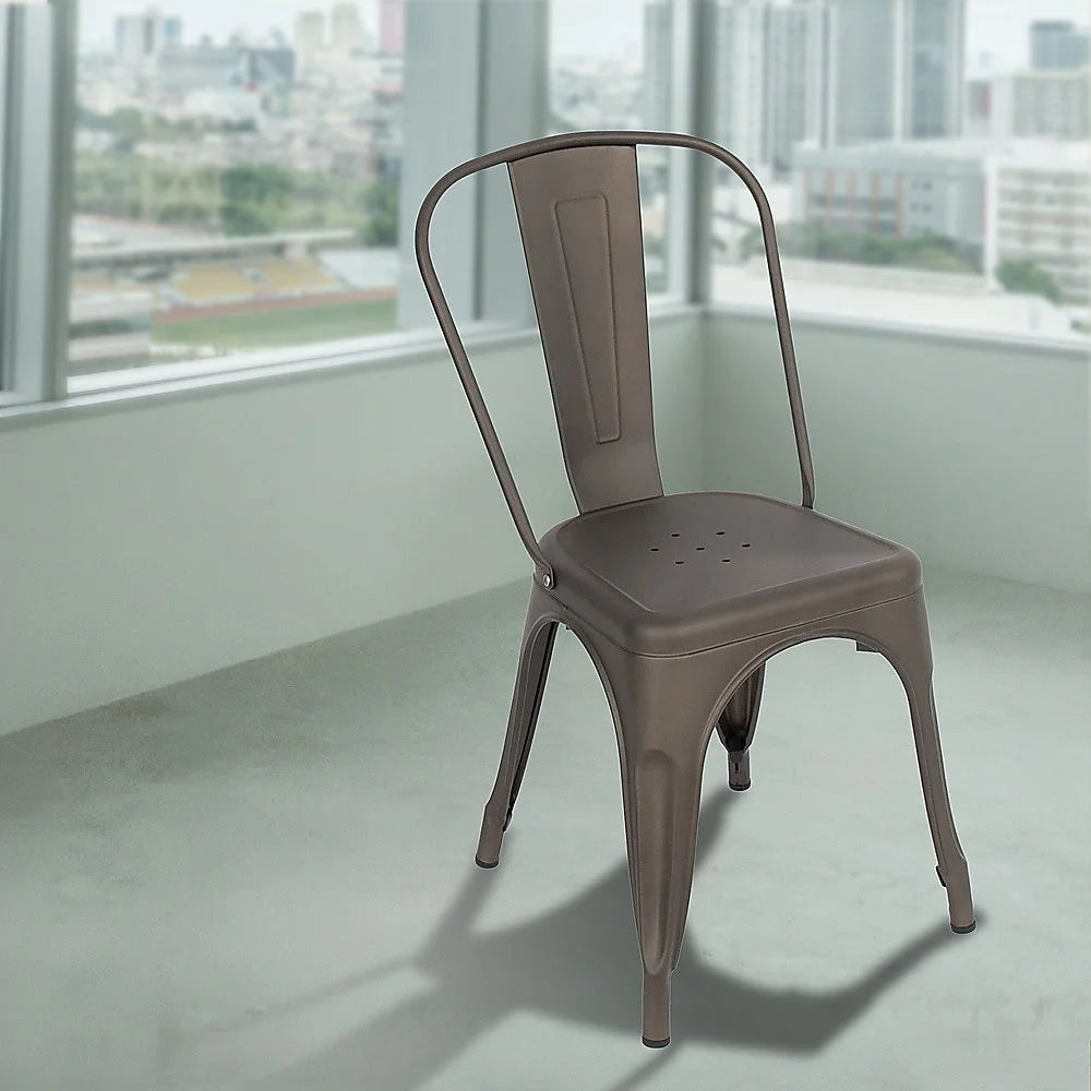 4x Kitchen Dining Chairs Stackable Vintage Metal Chair
