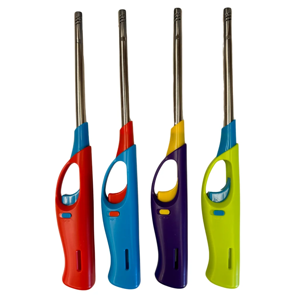 4x Long Gas Lighter for BBQ Kitchen Cigarette w/ Safety