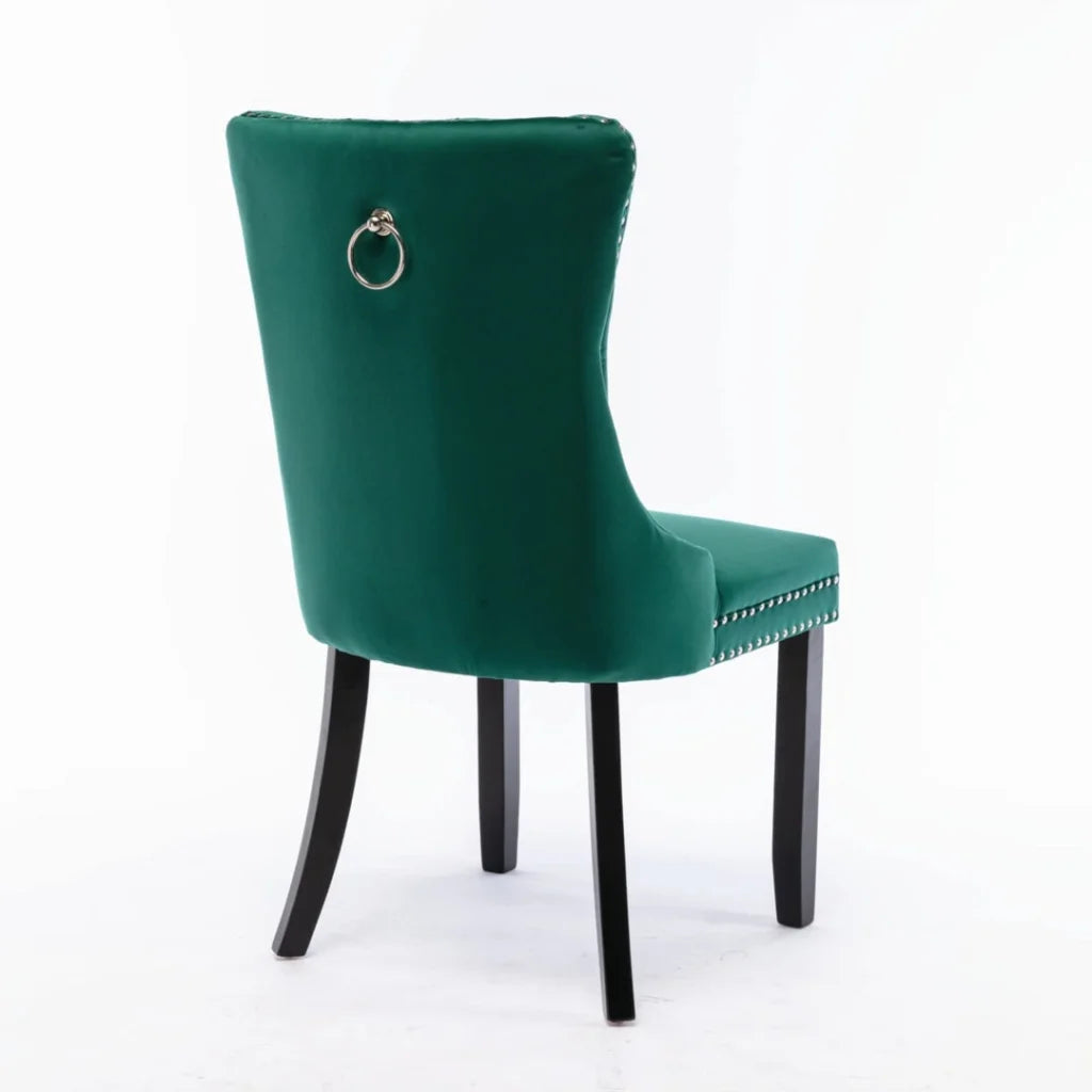 4x Velvet Dining Chairs- Green - Furniture > Dining >