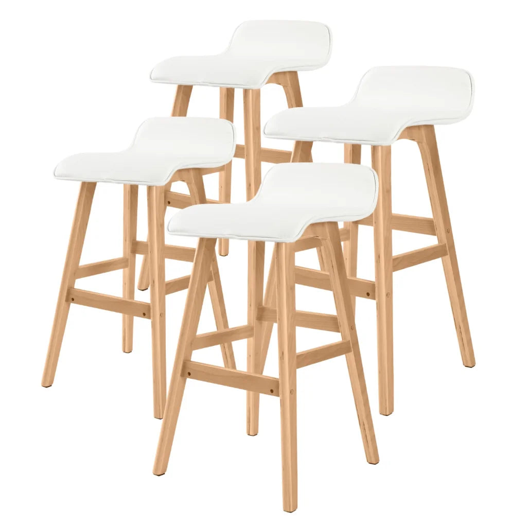 White wooden 65cm bar stool dining with woven seat and timber frame