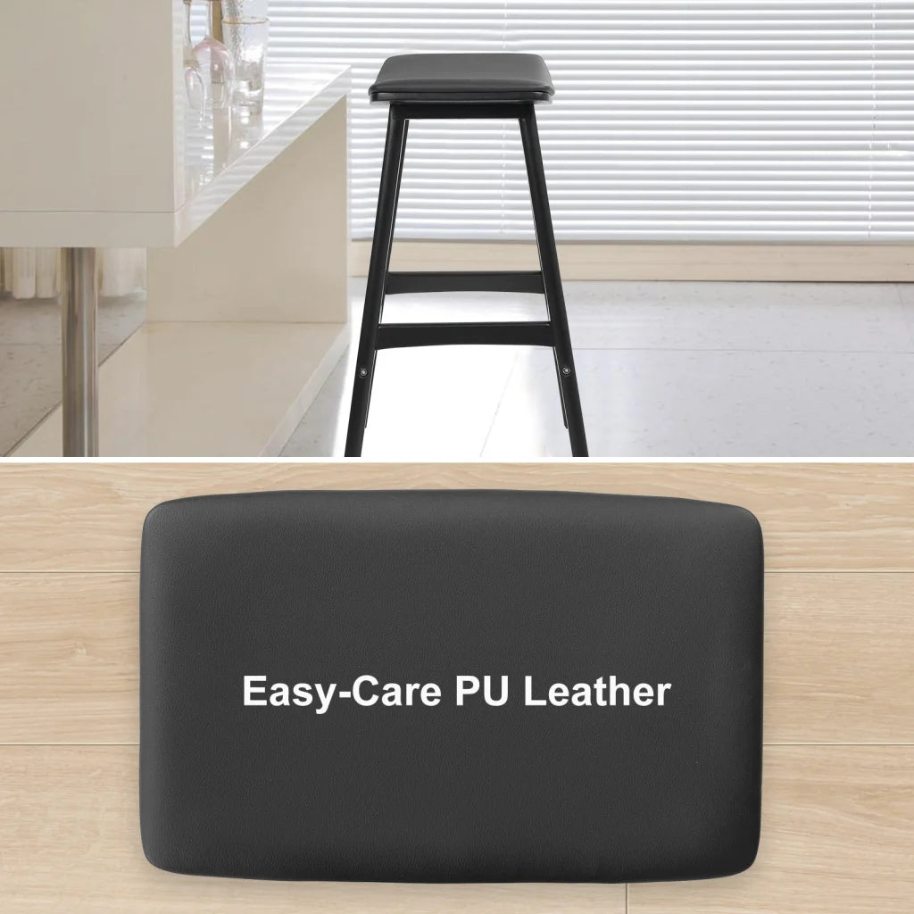 4X Wooden Bar Stool Padded PU Leather Dining Chair KANSO