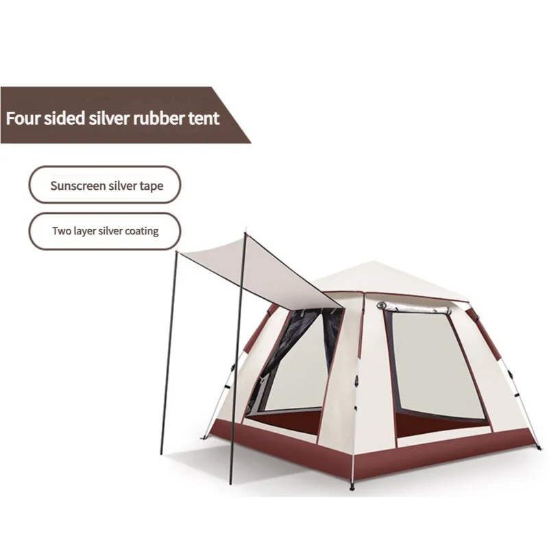 5-8 Person Square Camping Tent | Double-Layer Silver Coated