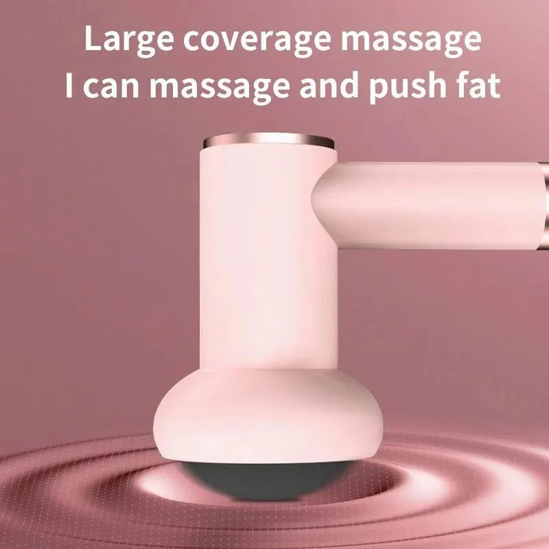 5-Head Handheld Massage Gun For Fat Pushing - Pink - Health