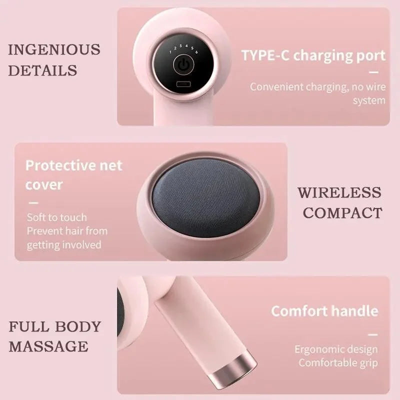 5-Head Handheld Massage Gun For Fat Pushing - Pink - Health