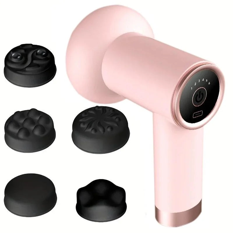 5-Head Handheld Massage Gun For Fat Pushing - Pink - Health
