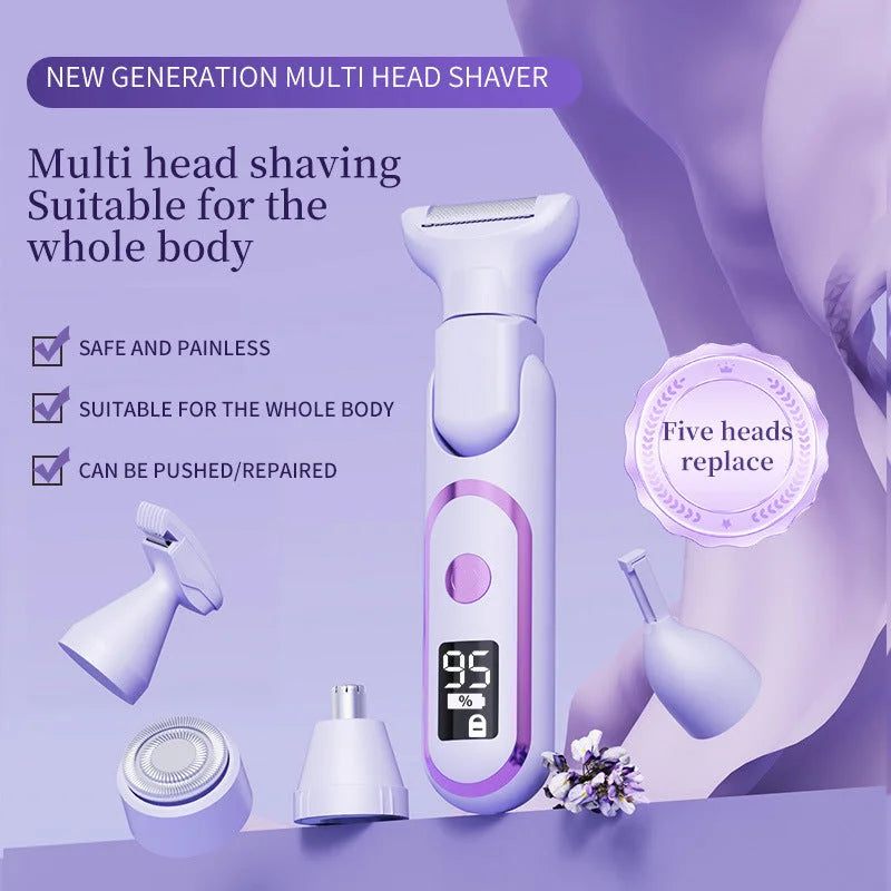5-in-1 Electric Lady Shaver & Grooming Kit - LCD Display
