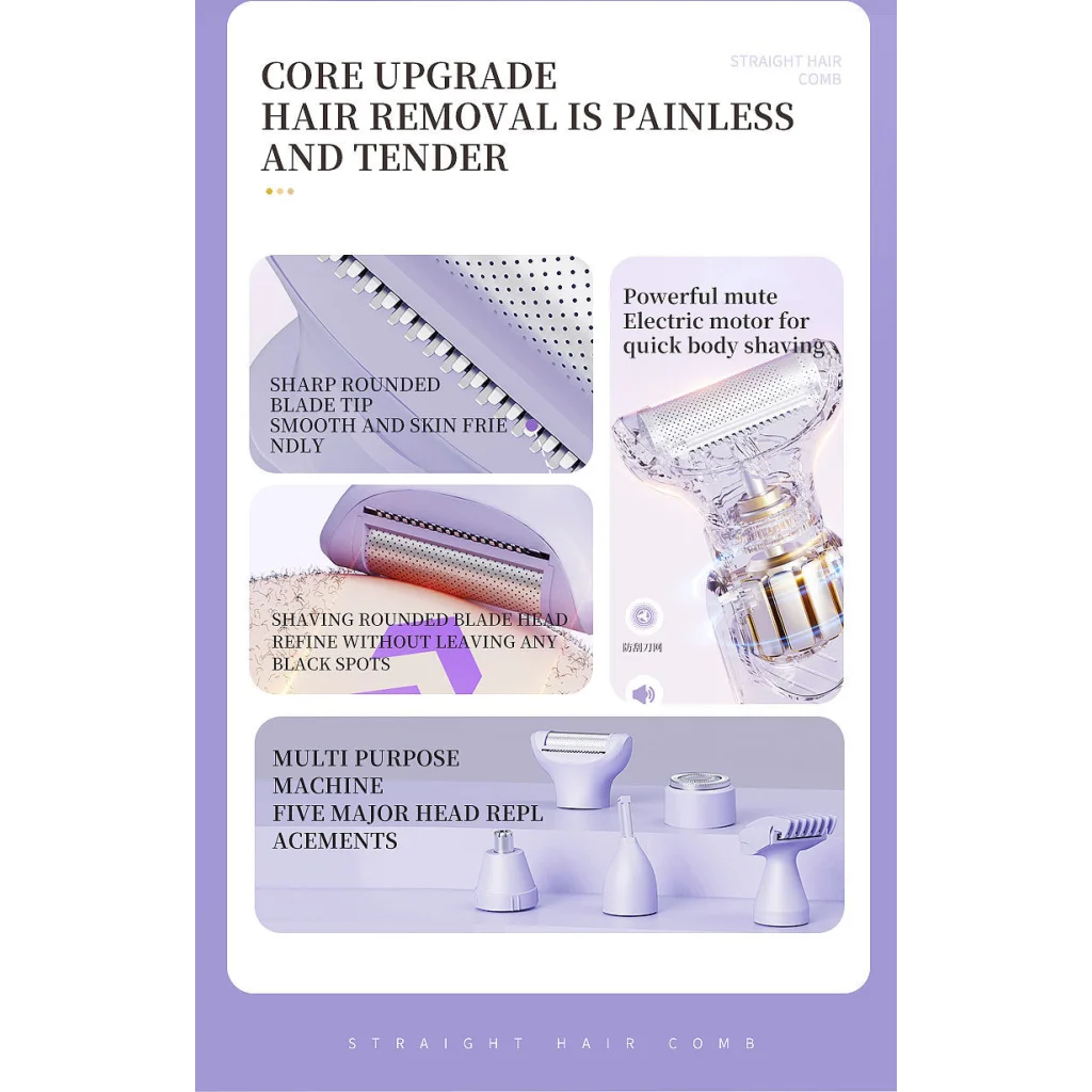 5-in-1 Electric Lady Shaver & Grooming Kit - LCD Display