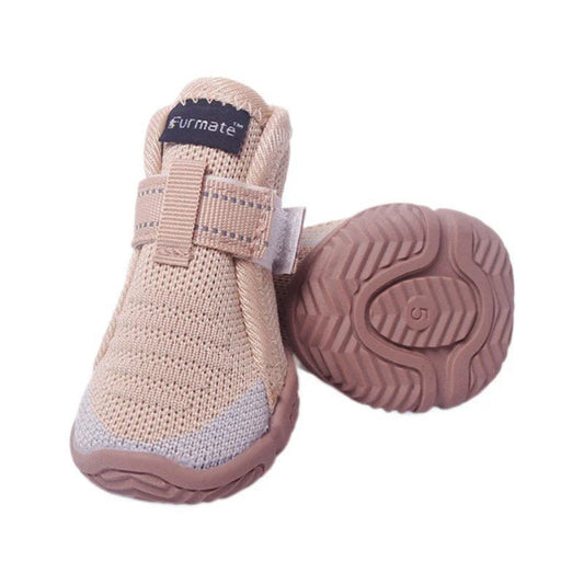 5# Khaki Breathable Woven Dog Shoes for Small to Medium
