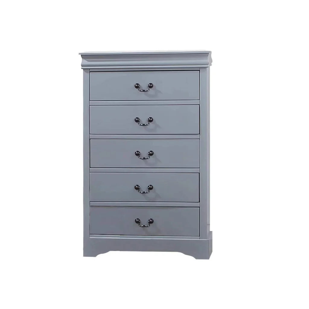 5 Pieces Bedroom Suite in Solid Wood & MDF Queen Size Grey