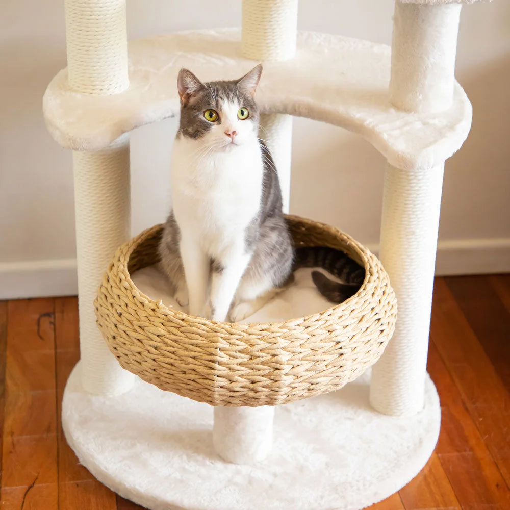 5-Platform Plush and Wicker Cat Tree - Pet Care