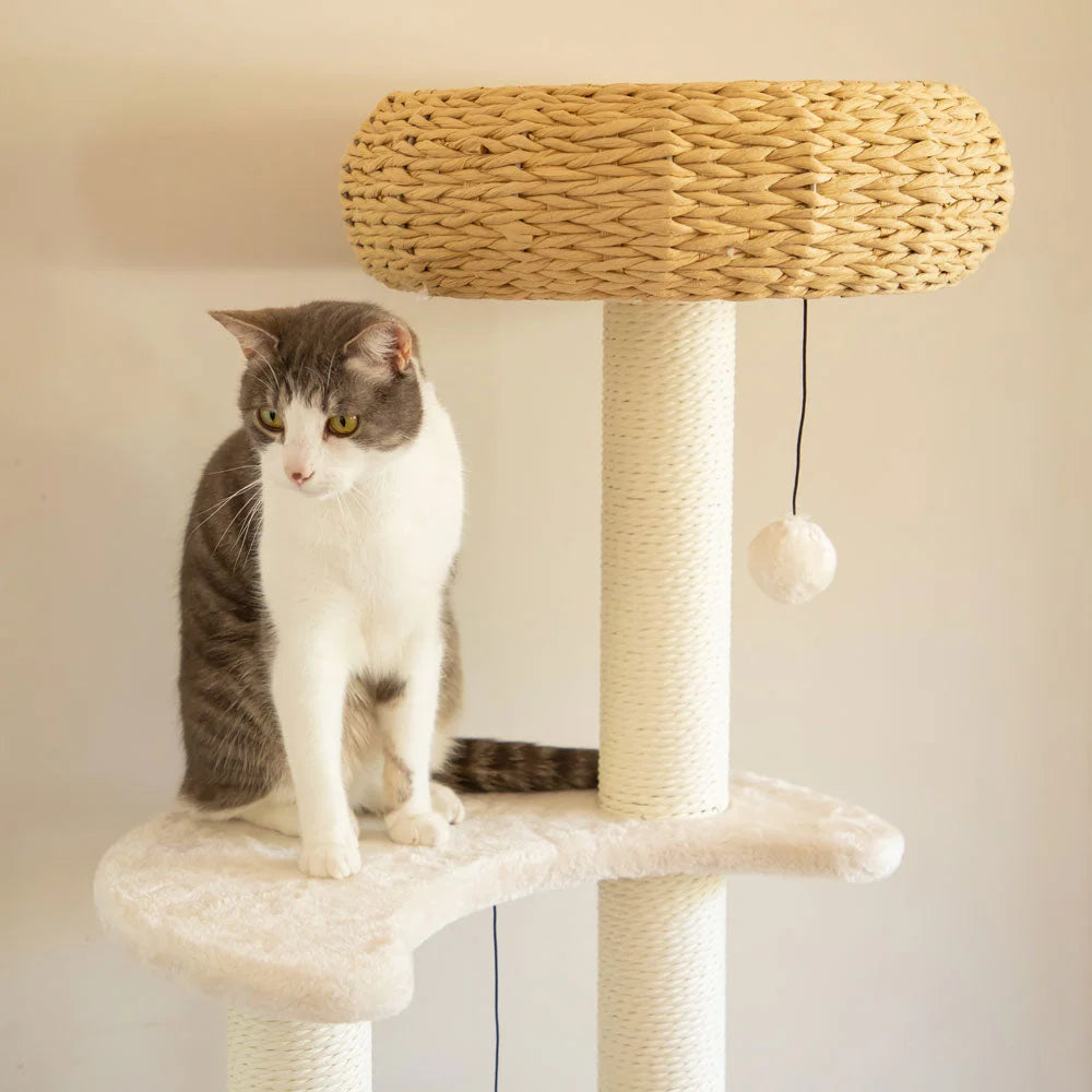 5-Platform Plush and Wicker Cat Tree - Pet Care