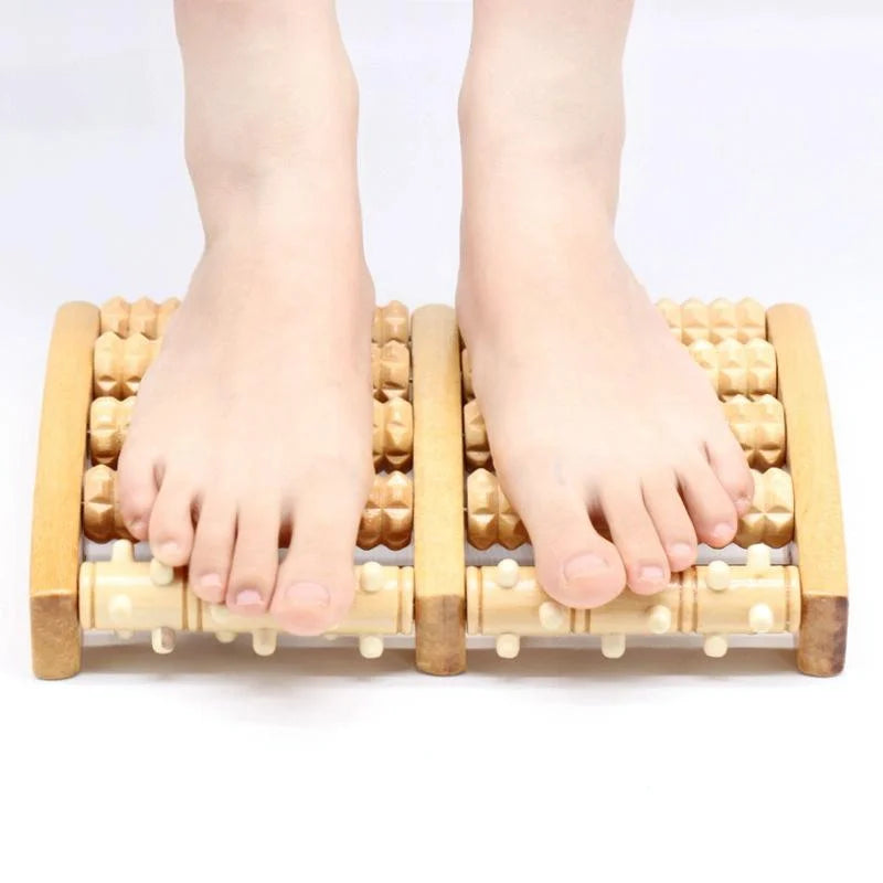 5-Row Foot Massager Wooden Roller 27X19X4.5Cm - Health &