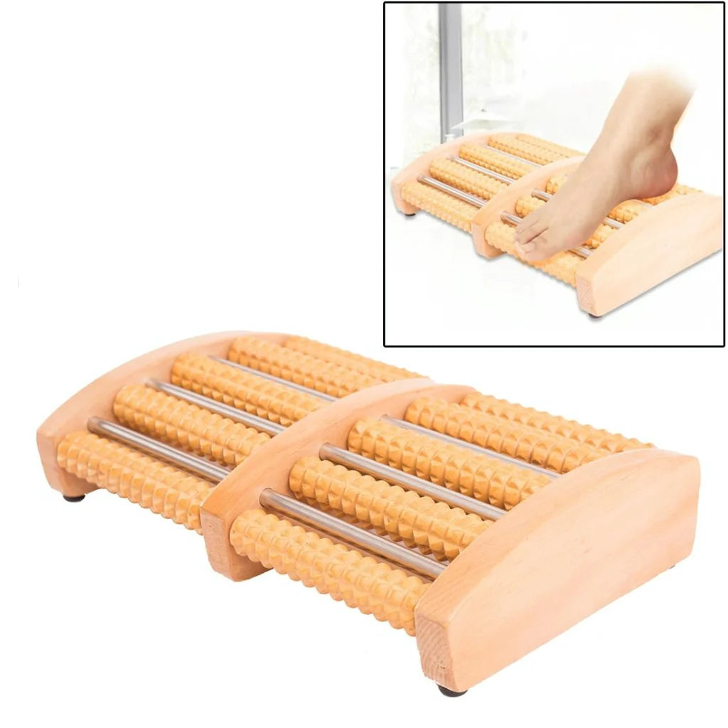 5-Row Solid Wood Foot Massager Non-Slip & Thickened