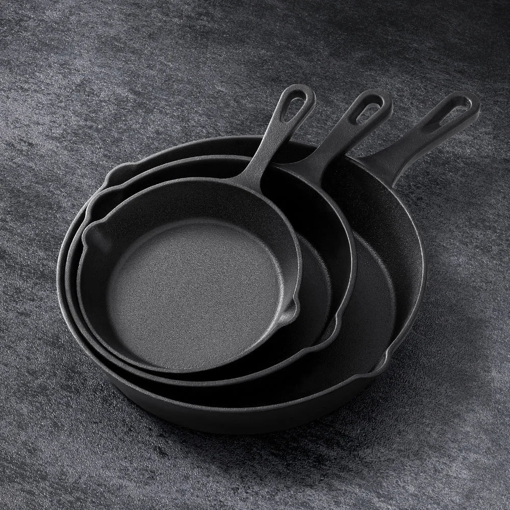5-star chef Non Stick Frying Pan Cast Iron 3PCS - Home &
