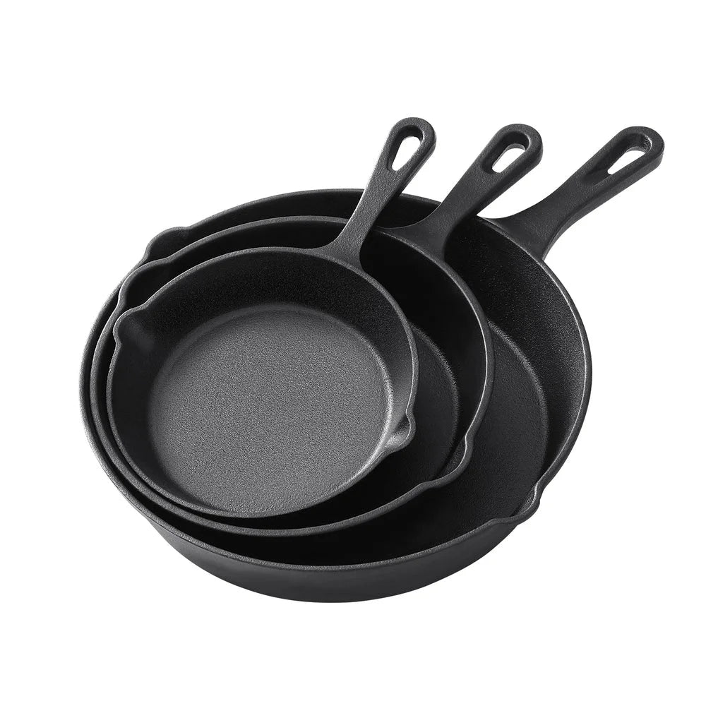 5-star chef Non Stick Frying Pan Cast Iron 3PCS - Home &
