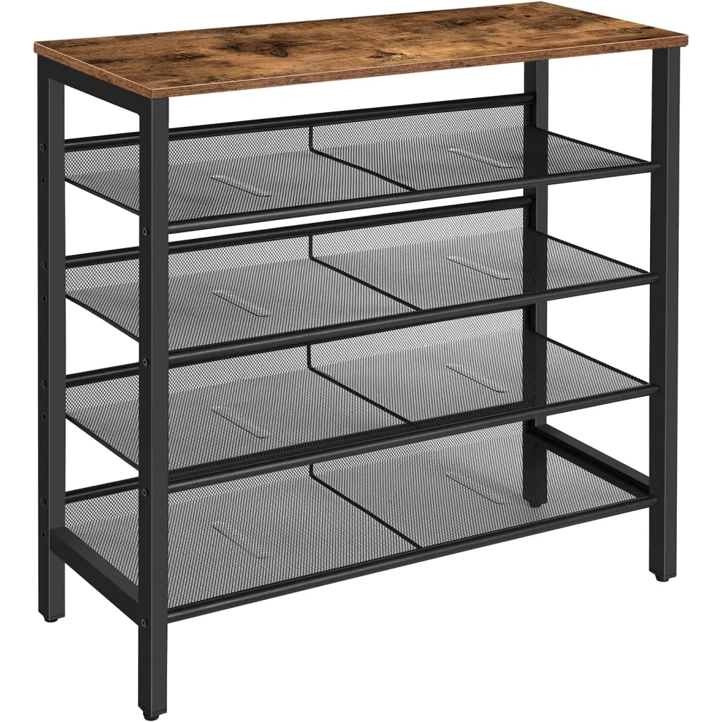 5-Tier Shoe Rack Industrial Shoe Organizer Storage Bench