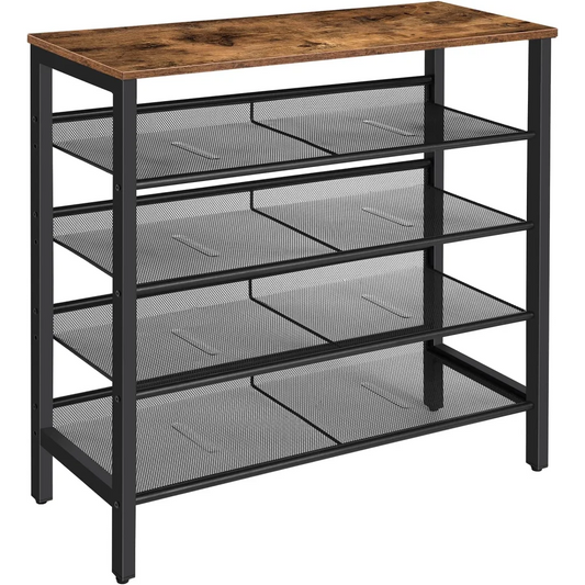 5-Tier Shoe Rack Industrial Shoe Organizer Storage Bench