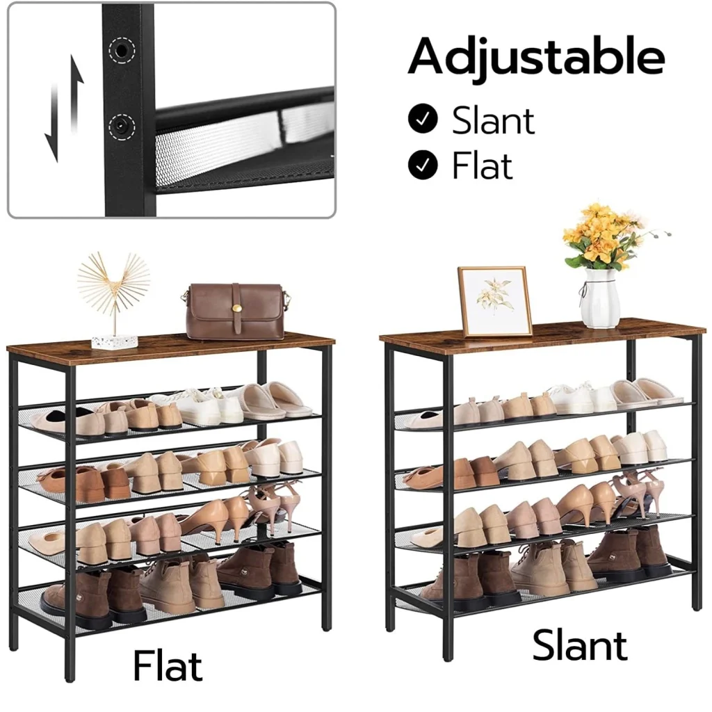 5-Tier Shoe Rack Industrial Shoe Organizer Storage Bench