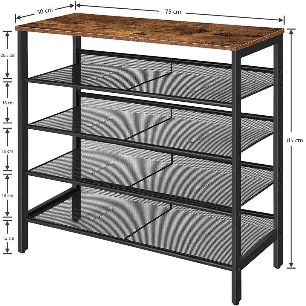 5-Tier Shoe Rack Industrial Shoe Organizer Storage Bench