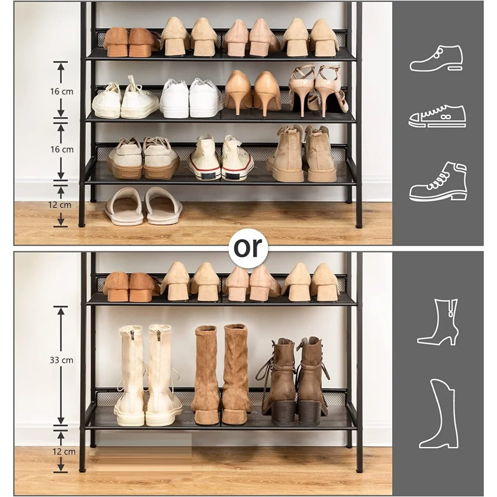 5-Tier Shoe Rack Industrial Shoe Organizer Storage Bench