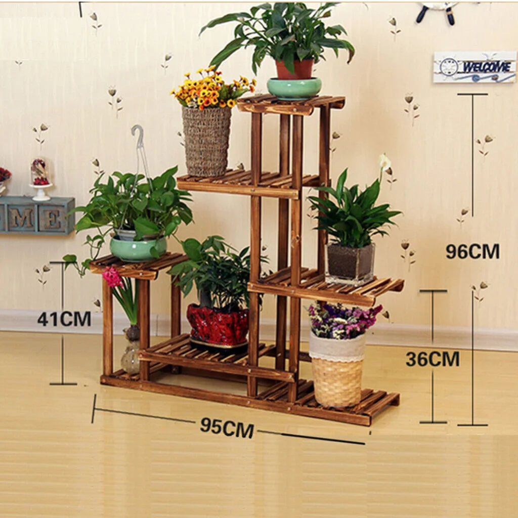 5-Tier Wooden Plant Stand Flower Display Shelf Indoor
