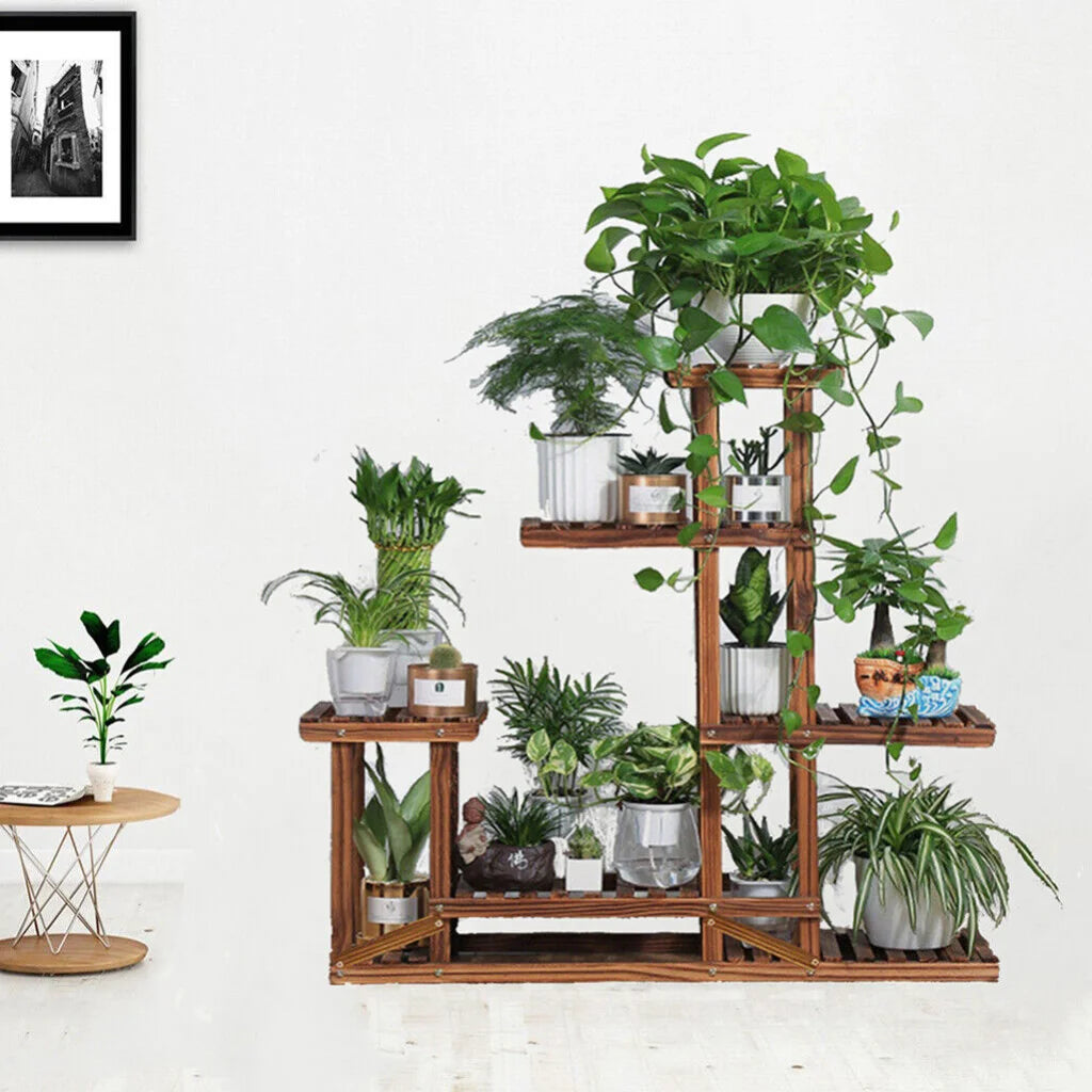 5-Tier Wooden Plant Stand Flower Display Shelf Indoor