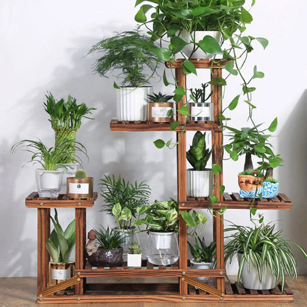 5-Tier Wooden Plant Stand Flower Display Shelf Indoor