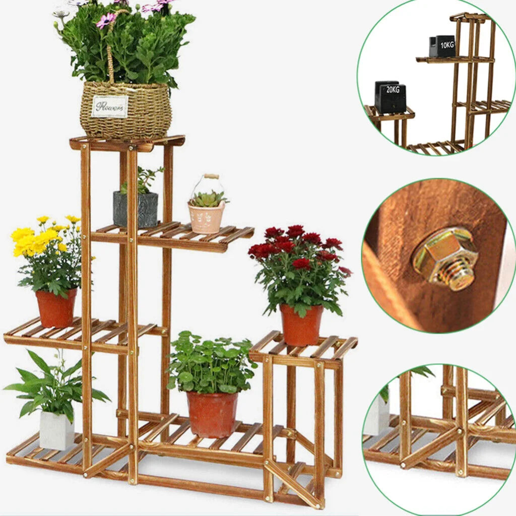 5-Tier Wooden Plant Stand Flower Display Shelf Indoor