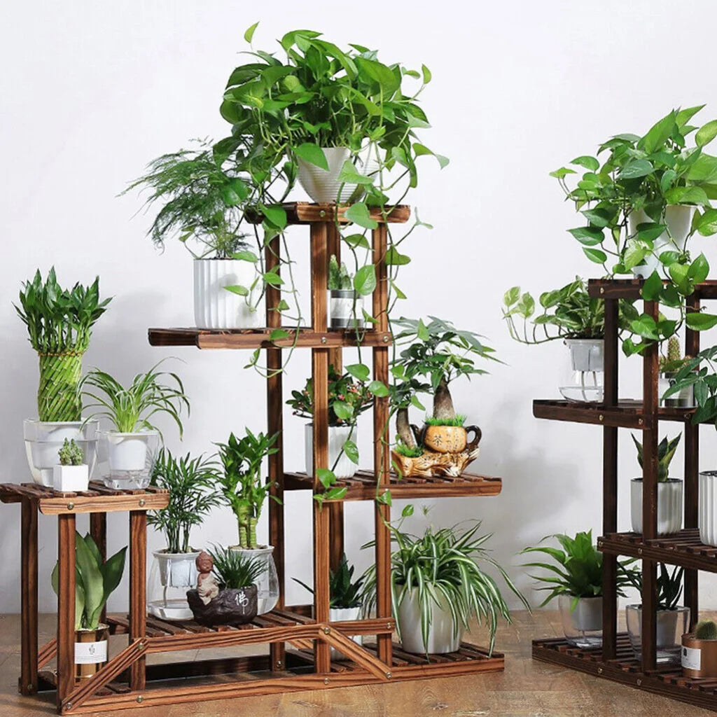 5-Tier Wooden Plant Stand Flower Display Shelf Indoor