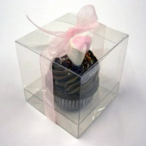 50 Pack 10cm Square Cube PVC Box - Product Showcase Clear