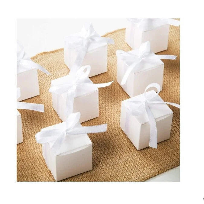 50 Pack White 5cm Square Cube Card Gift Box - Folding