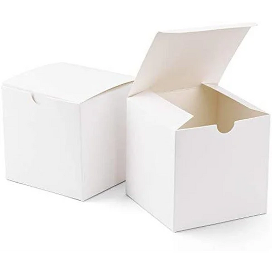 50 Pack White 8x8x8cm Square Cube Card Gift Box - Folding
