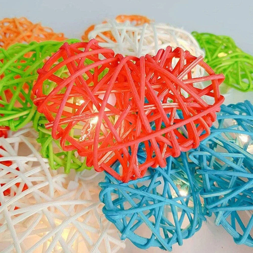 50 Rainbow 3D Hollowed Rattan Heart-Shaped 5M LONG String