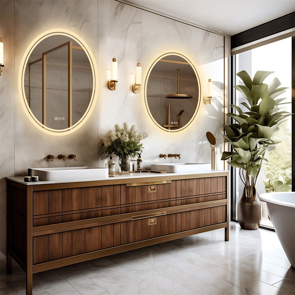 500x700mm LED Bathroom Mirror Oval Dimmable Anti Fog