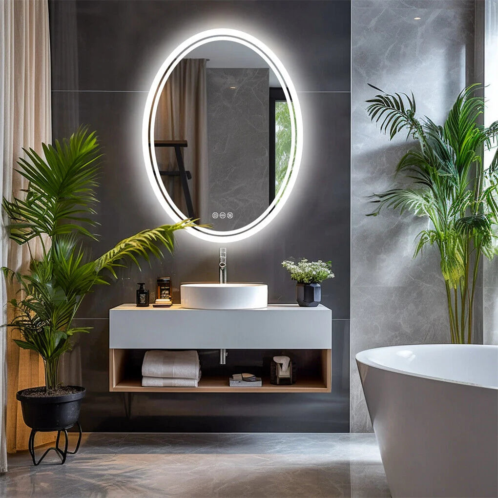 500x700mm bathroom mirror with anti-fog mirror face and light strip