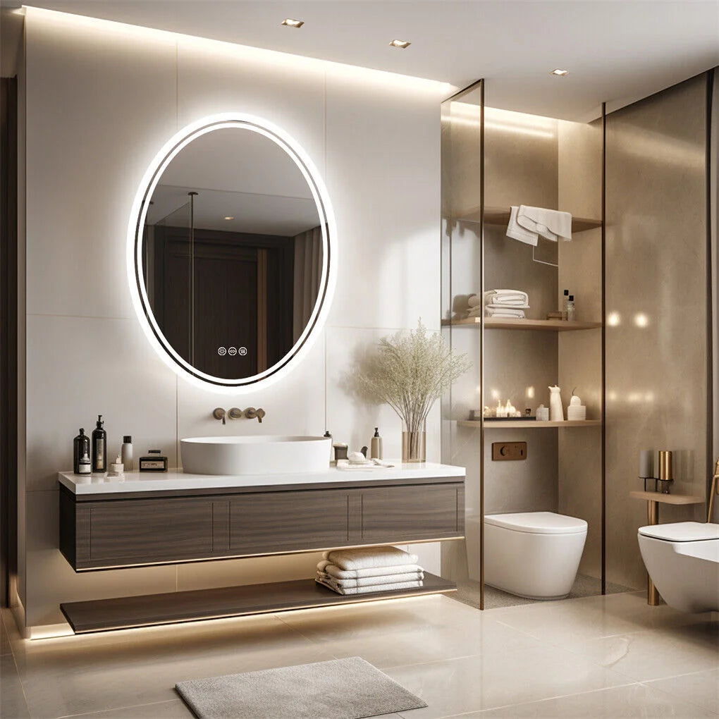 500x700mm bathroom mirror with rectangular mirror and illuminated edge