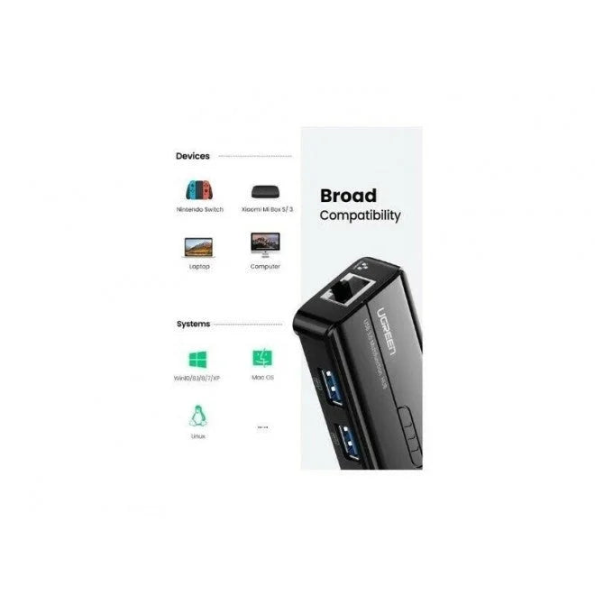 50627 USB-C to USB-A 3-Port Hub with RJ45 Gigabit Ethernet