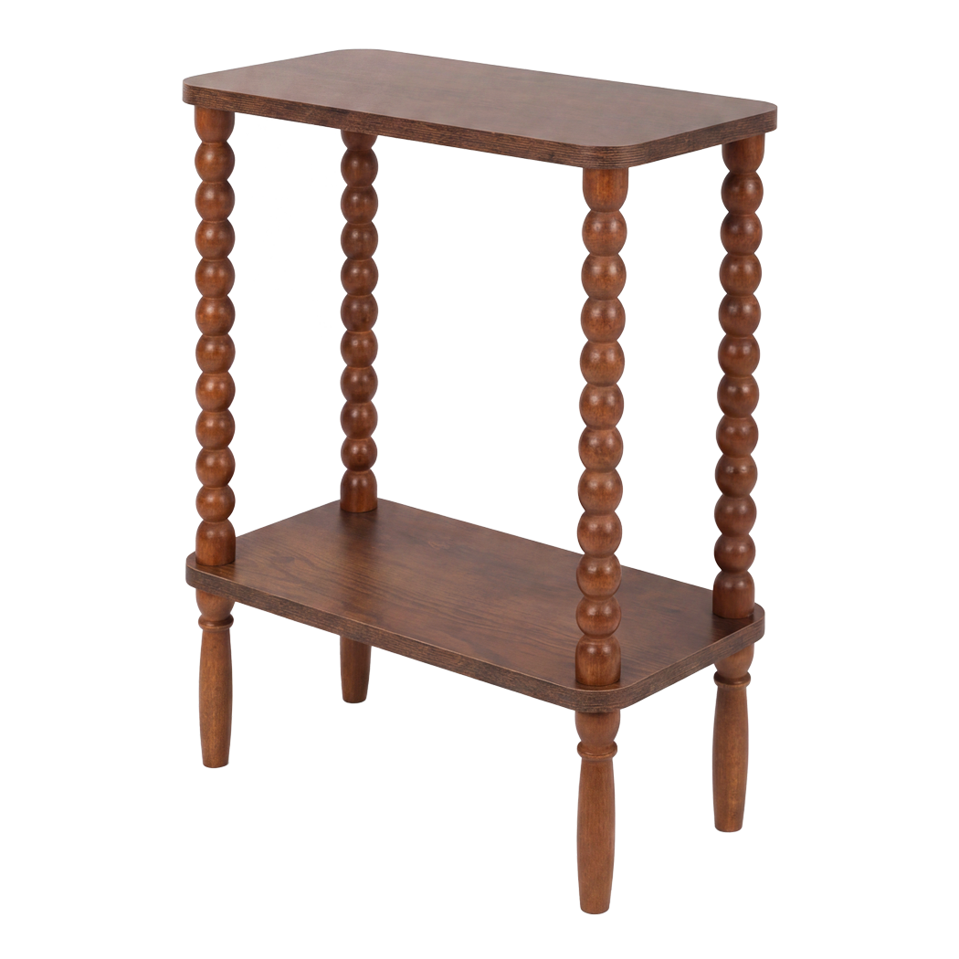 Levede Side Table Slim Storage Shelf for Bedside End Table Hallway Brown