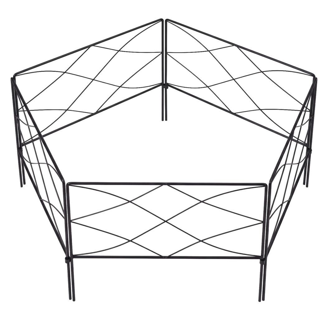 Lambu Garden Fence Panel 5 Pc Q195 Steel Rust Proof Border for Flower Beds Black