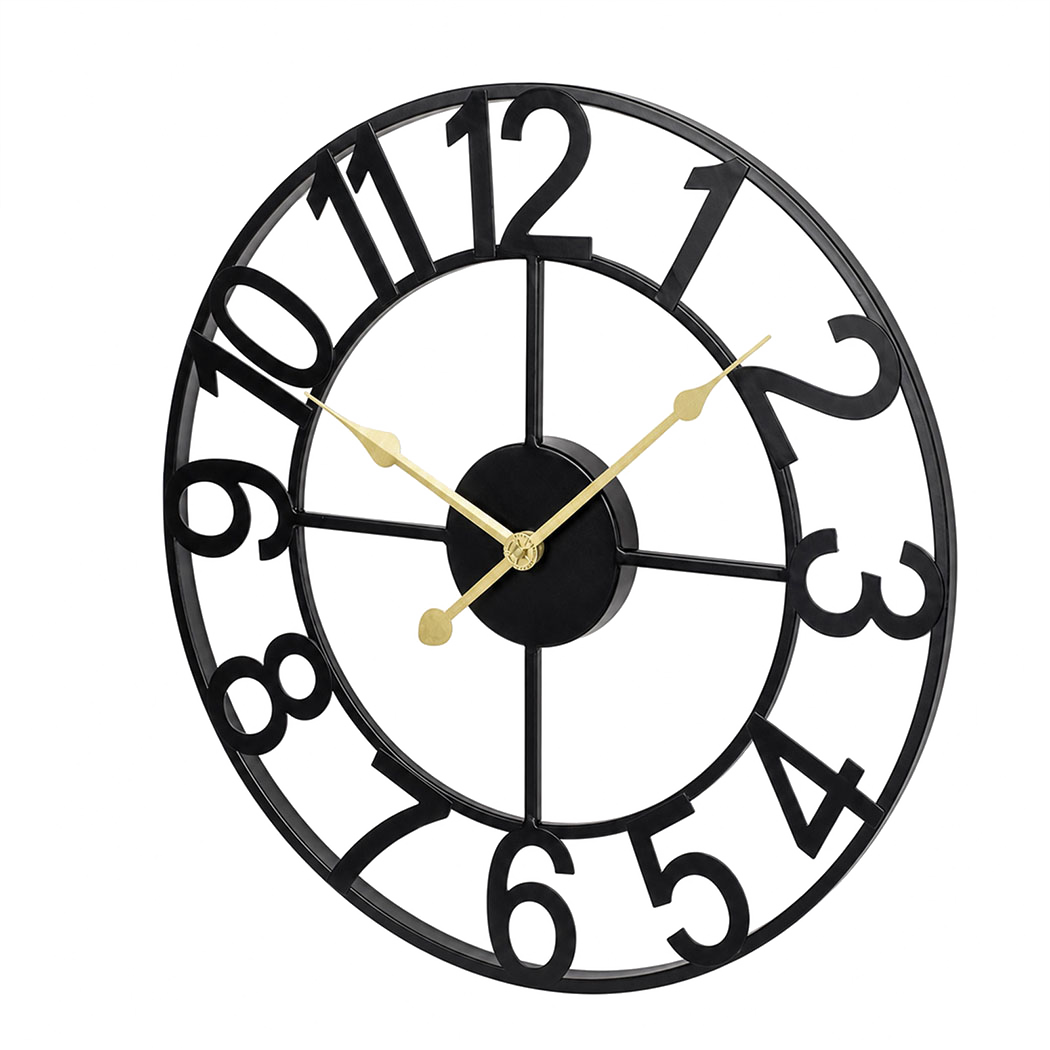 Yezi Wall Clock Silent Quartz 40cm Easy Read Dial for Bedroom Decor Black