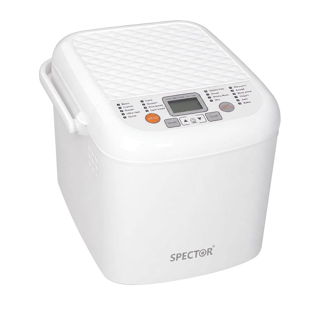 Spector Automatic Bread Machine 19-In-1 500W Quiet Motor 1.2Lb White for Home