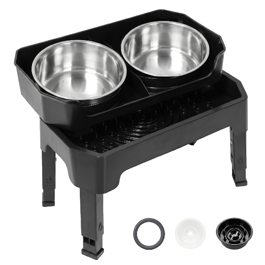 Pawz Raised Dog Bowls Adjustable Elevated Feeder Slow Feeder Lick Mat Foldable
